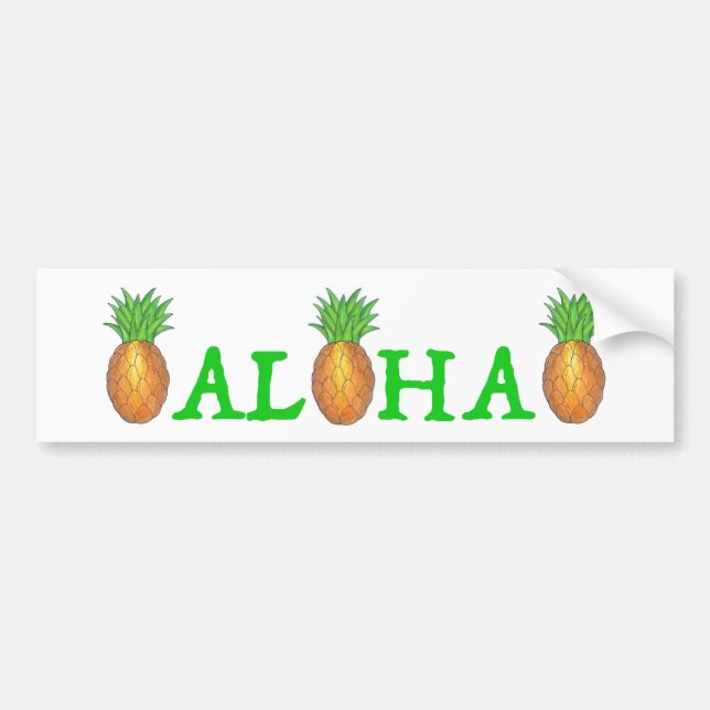 ALOHA Tropical Hawaii Pineapple Bumper Sticker Bildekal (Framsidan)
