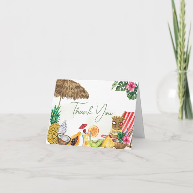 Aloha Tropical Hawaiian Baby Shower Tack Kort (Framsida)