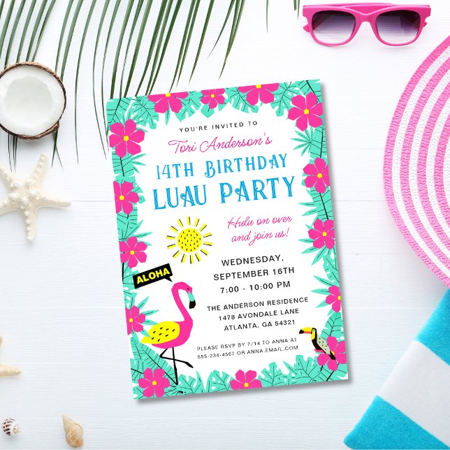 Aloha Tropical Hawaiian Birthday Luau Party Inbjudningar (Skapare uppladdad)