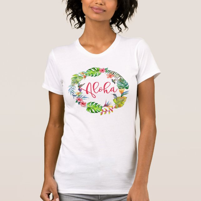 Aloha Tropical Hawaiian Colorful Birthday T Shirt (Framsida)