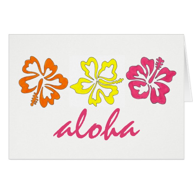 ALOHA Tropical Hawaiian Island Hibiscus Flowers Hälsningskort (Framsidan Horizontal)