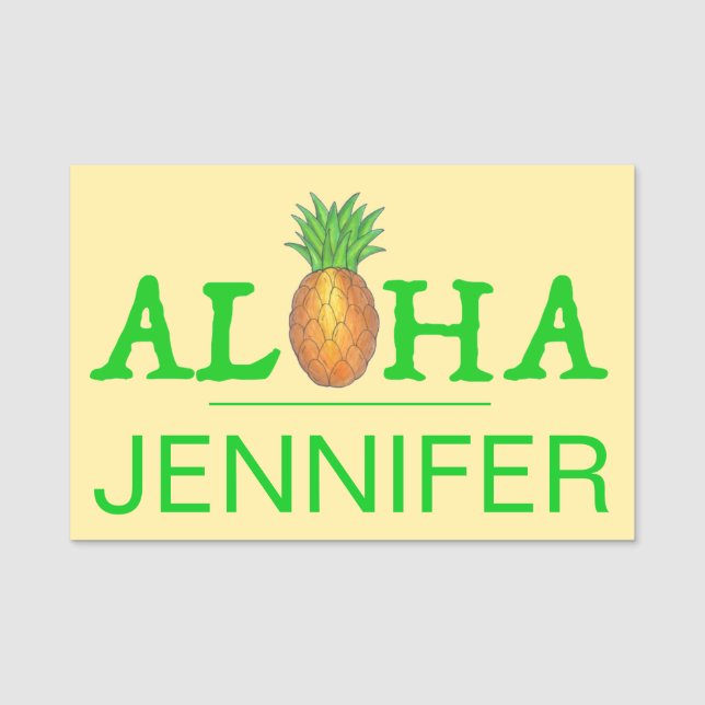 Aloha Tropical Hawaiian Island Luau Pineapple Namnbricka (Framsida)