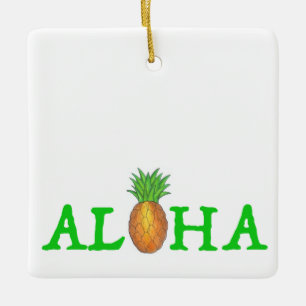 Aloha Tropical Hawaiian Island Pineapple Hawaii Julgransprydnad Keramik