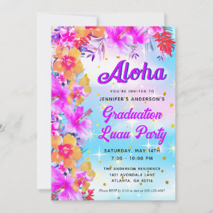 Aloha Tropical Hawaiian Luau Studentfest Inbjudningar