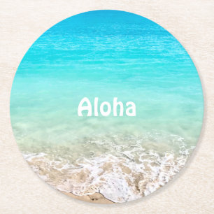 Aloha Tropical Hawaiian Ocean Underlägg Papper Rund