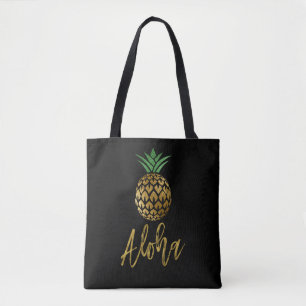 Aloha Tropical Hawaiian Pineapple Bröllop Black Tygkasse
