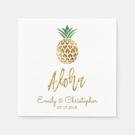 Aloha Tropical Hawaiian Pineapple Bröllop Vit Pappersservett