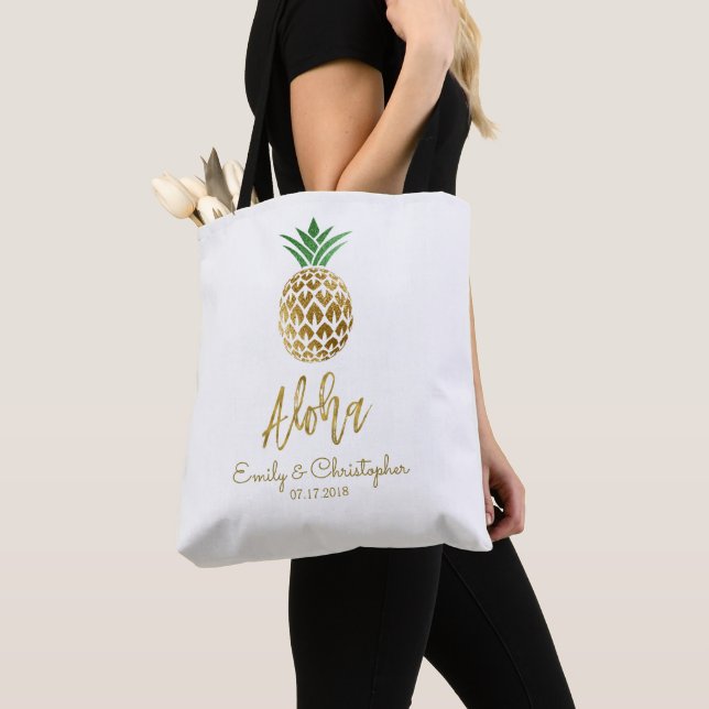 Aloha Tropical Hawaiian Pineapple Wedding Favor Tygkasse (Närbild)
