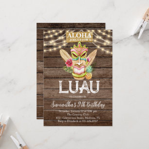 Aloha Tropical Hawaiian Tiki Luau Födelsedagsfest  Inbjudningar