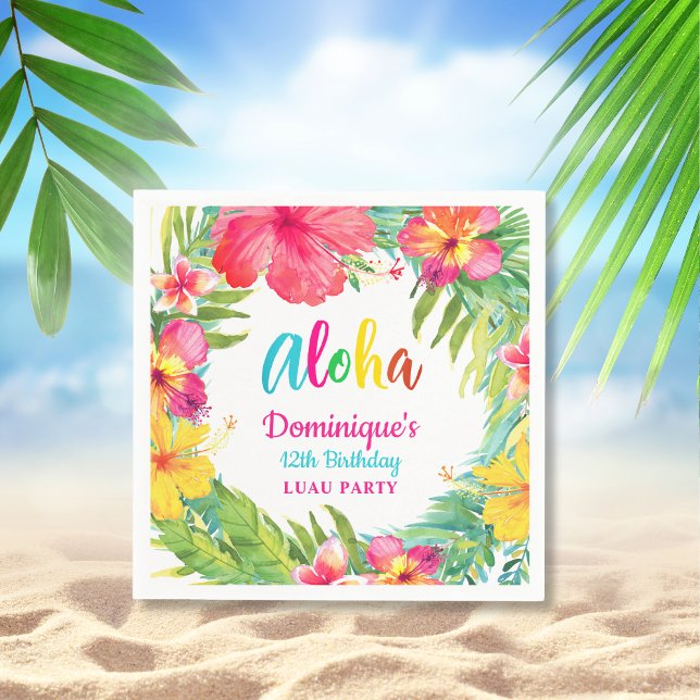 Aloha Tropical Hibiscus Luau-fest Födelsedag Pappe Pappersservett (Skapare uppladdad)