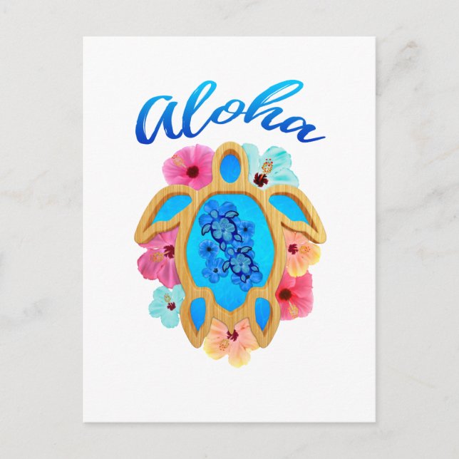 Aloha Tropical Honu Sea Turtle Vykort (Framsida)
