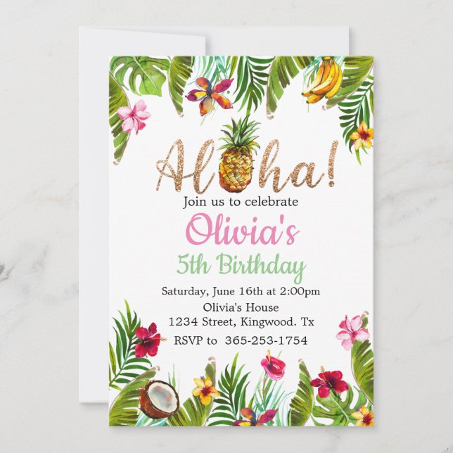 Aloha Tropical Inbjudningar (Framsida)