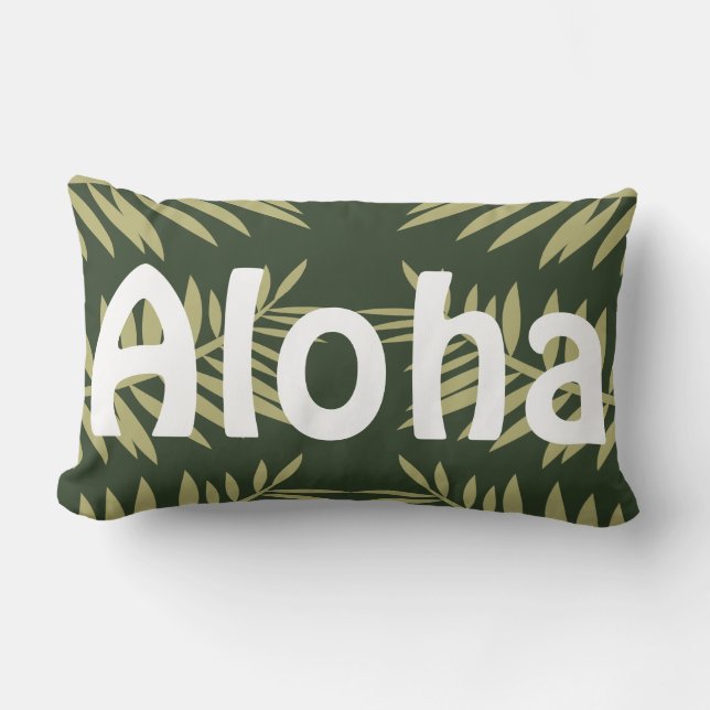 Aloha Tropical Island Grönt Ferns Lumbarkudde (Framsida)