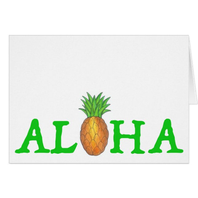ALOHA Tropical Island Hawaiian Pineapple Hawaii Hälsningskort (Framsidan Horizontal)