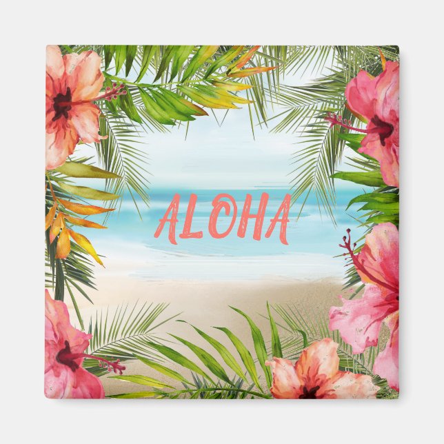 Aloha Tropical Island Paradise Handflatan och Flow Magnet (Framsidan)