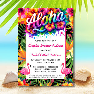 Aloha Tropical Luau Bröllopsdusch för par Inbjudningar