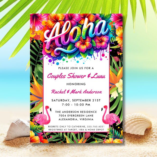 Aloha Tropical Luau Bröllopsdusch för par Inbjudningar (Skapare uppladdad)