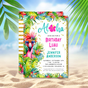 Aloha Tropical Luau Födelsedagsfest Inbjudningar
