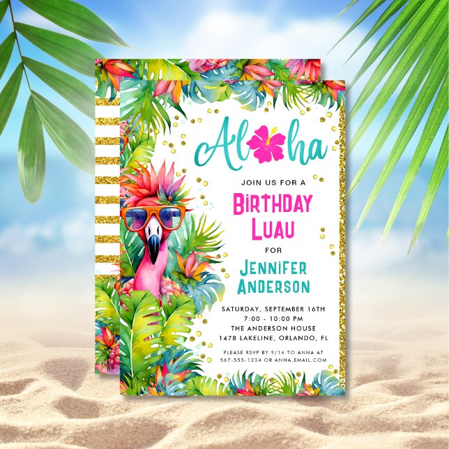 Aloha Tropical Luau Födelsedagsfest Inbjudningar (Skapare uppladdad)