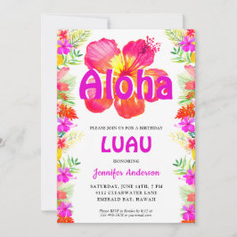 Aloha Tropical Luau Födelsedagsfest Inbjudningar
