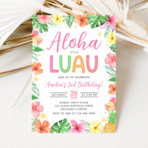 Aloha Tropical Luau Födelsedagsinbjudan