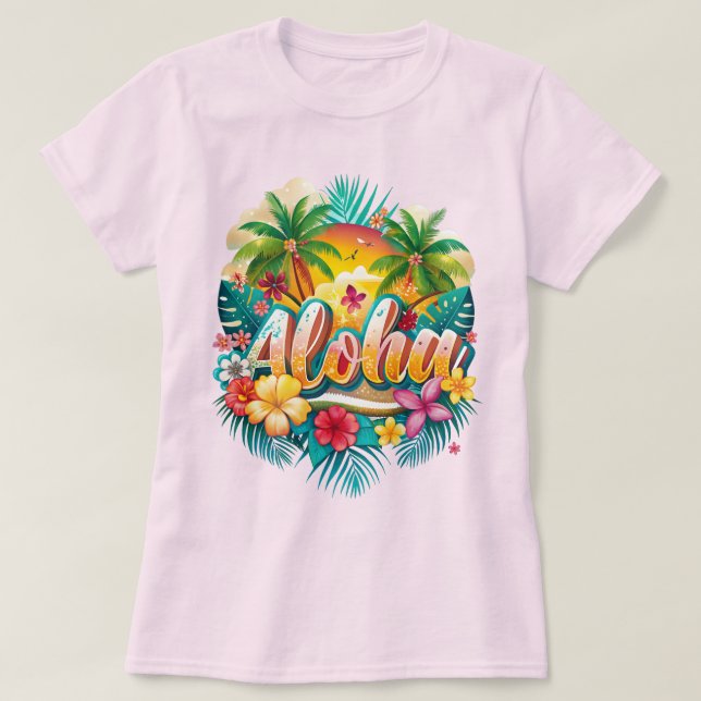 Aloha Tropical Paradise - Vibrant Hawaiian T Shirt (Design framsida)