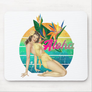 Aloha Tropical Pin-up girl retro sunset art Musmatta
