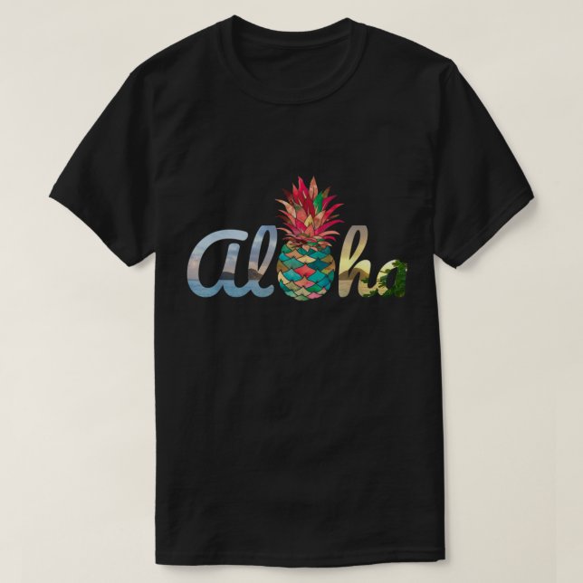 Aloha Tropical Pineapple Beach Design T Shirt (Design framsida)