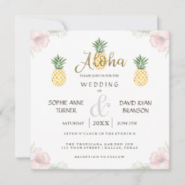 Aloha Tropical Pineapple Beach Wedding Inbjudan