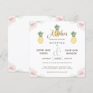 Aloha Tropical Pineapple Beach Wedding Inbjudan