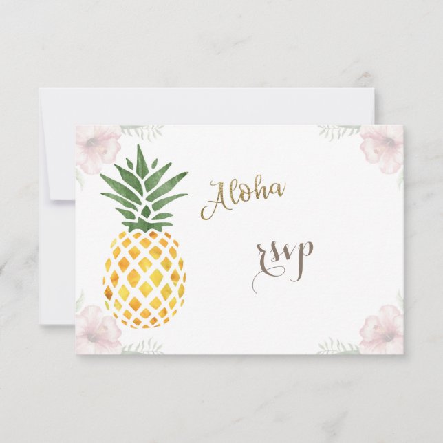 Aloha Tropical Pineapple Beach Wedding OSA Kort (Framsida)