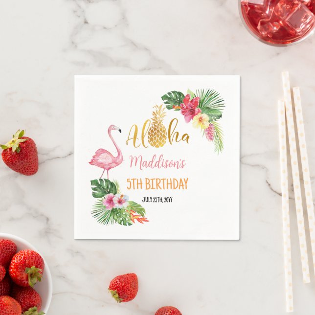 Aloha! Tropical Pineapple Birthday LUAU Party Pappersservett (Insitu)