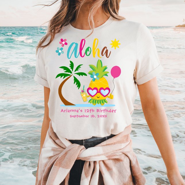 Aloha Tropical Pineapple Birthday Luau Party T Shirt (Skapare uppladdad)