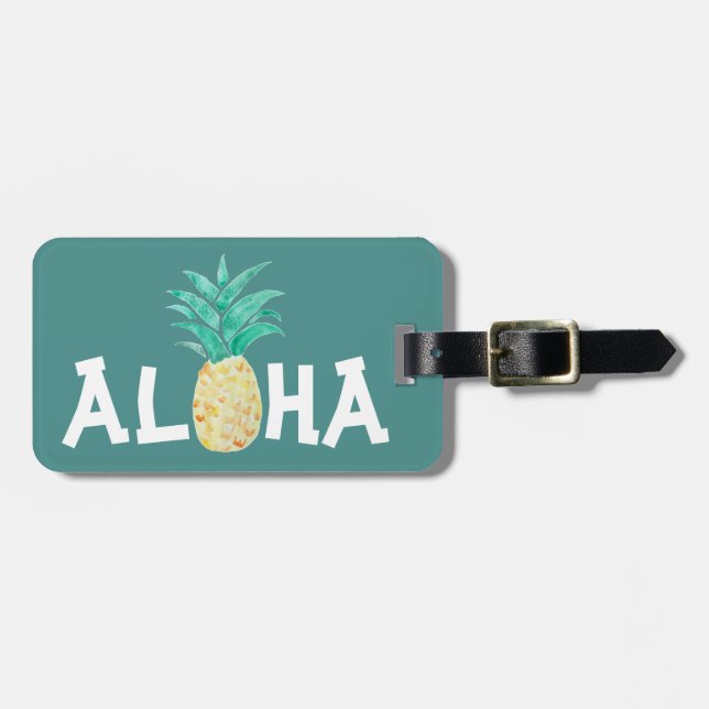 Aloha Tropical Pineapple Luggage Tag Bagagebricka (Horisontell Framsida)