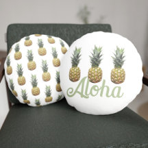 Aloha Tropical Pineapple Mönster Round Pillow