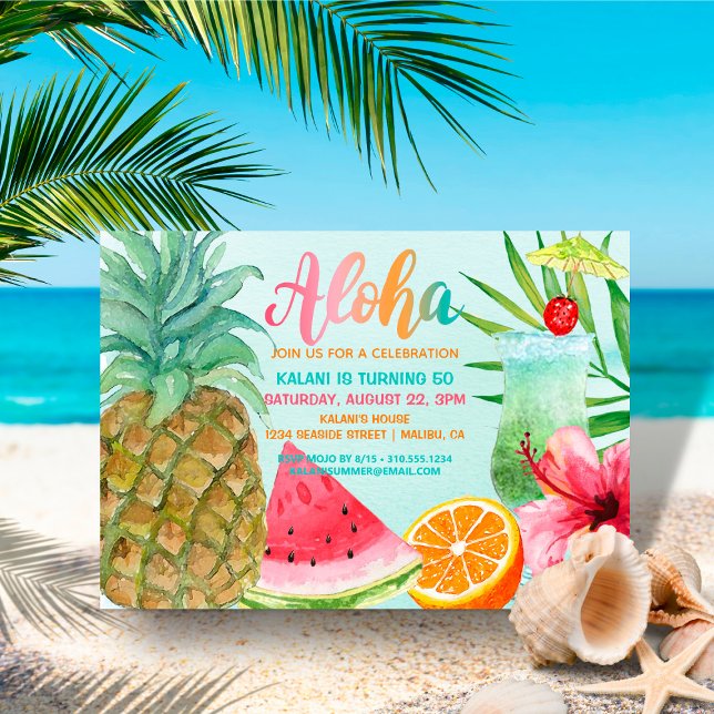 Aloha Tropical Pineapple Summer Luau Birthday Inbjudningar (Skapare uppladdad)