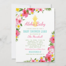 Aloha Tropical Rosa Blommigt Pineapple Baby Shower