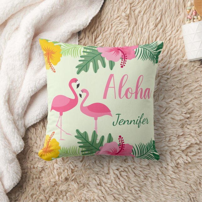 Aloha Tropical Rosa Gult Hibiscus Personlig T Kudde (Filt)
