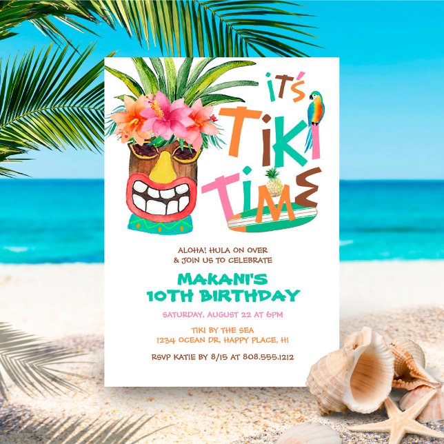 Aloha Tropical Tiki Luau Birthday Inbjudningar (Skapare uppladdad)