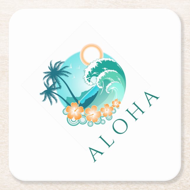 Aloha Tropical Underlägg Papper Kvadrat (Framsidan)
