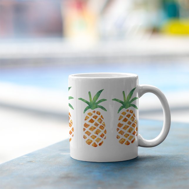 Aloha Tropical Watercolor Pineapple Kaffemugg (Skapare uppladdad)