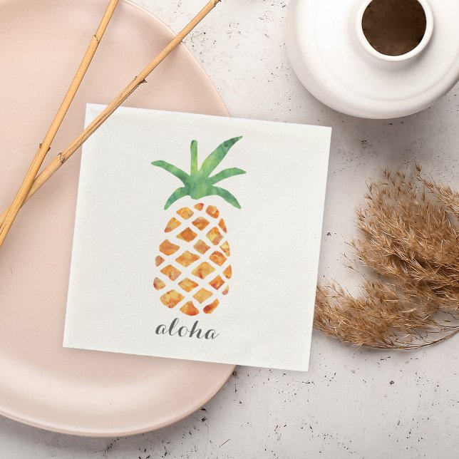 Aloha Tropical Watercolor Pineapple Pappersservett (Skapare uppladdad)