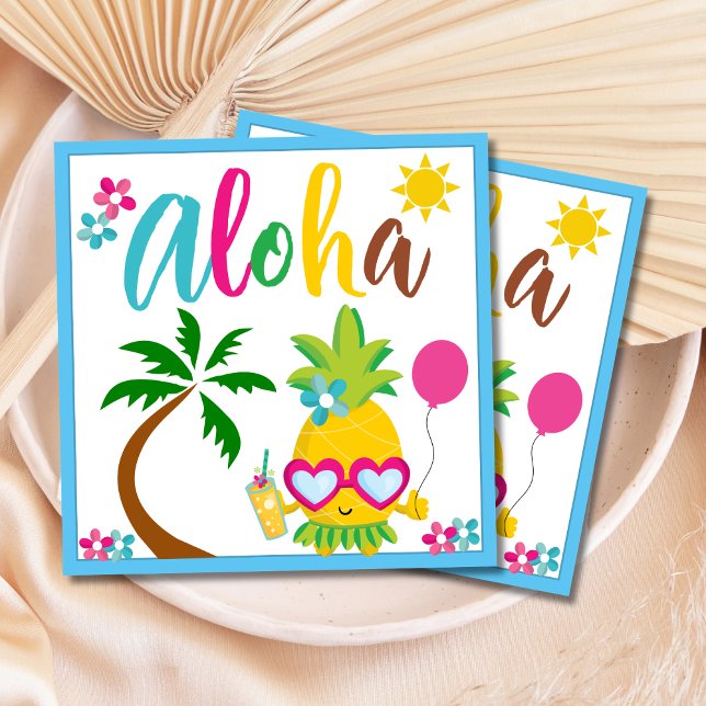 Aloha Tropisk Ananas Födelsedagspapper Pappersservett (Skapare uppladdad)