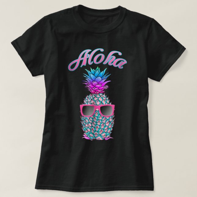 Aloha Tropisk Ananas Med Solglasögon T Shirt (Design framsida)