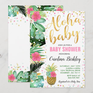 Aloha tropisk baby shower för baby showerinbjudan inbjudningar