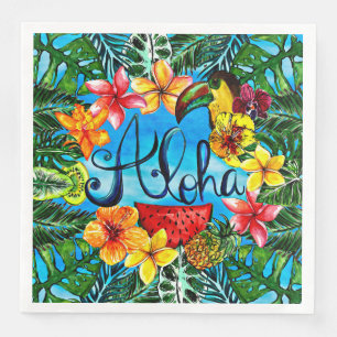 Aloha - tropisk blommamat och sommardesign pappersservett
