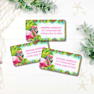 Aloha Tropisk Flamingo Rolig Returadress Adressetikett