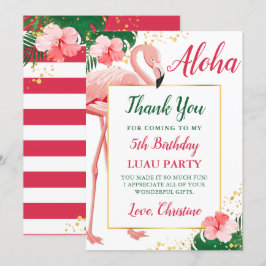 Aloha Tropisk Flamingo Rosa Blommig Födelsedag Tack Kort