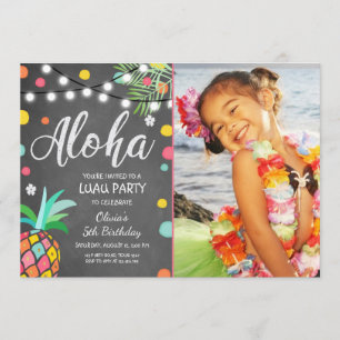 Aloha tropisk födelsedagsfestinbjudan Hawaii Luau Inbjudningar