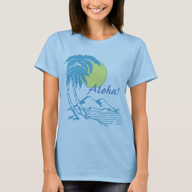 Aloha tropisk hawaiansk design tee shirt (Framsida)